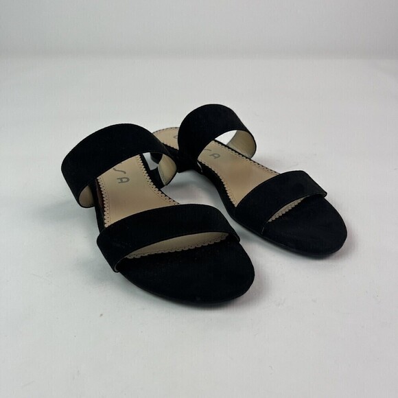 Unisa Strappy Sandal Slide sz 8.5 Black Low Block Heel Slip on - Picture 8 of 8